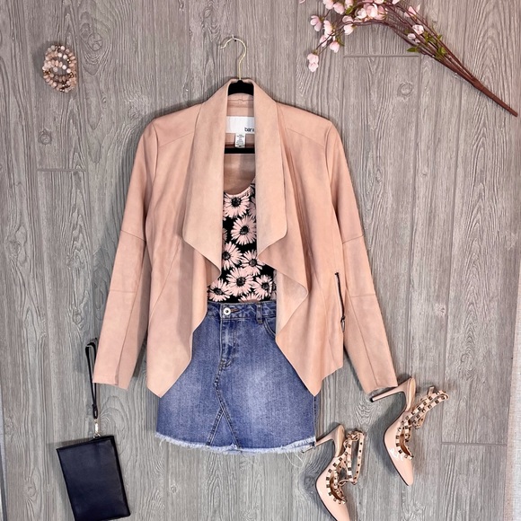 Bar III Jackets & Blazers - BAR III BAR 111 Slouchy Blush leather & suede Jacket Blazer Moto Sz XS